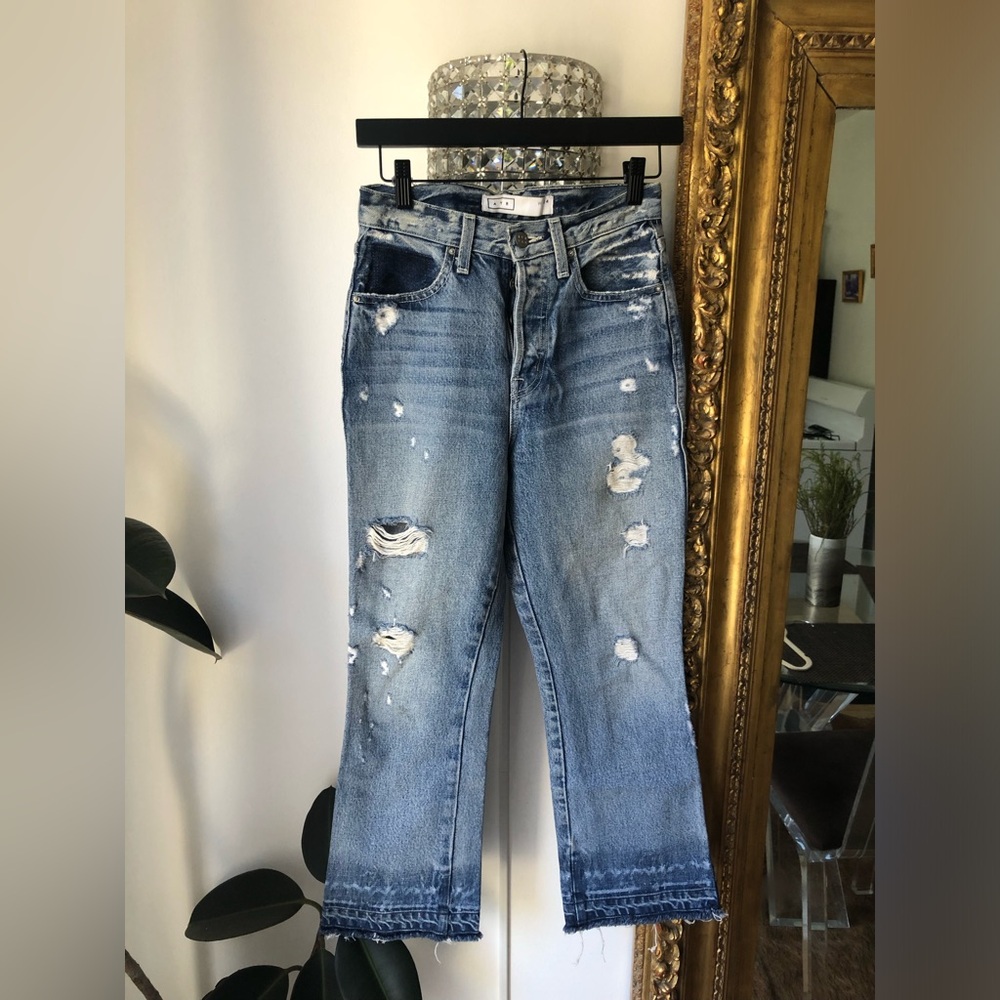 AYR Distressed Blue cropped high rise Jeans size W24